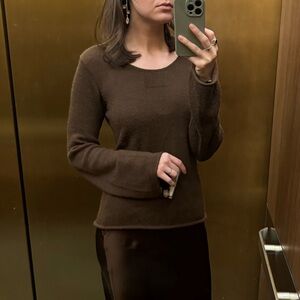 Alpaca wool blend brown knit sweater medium Novica Peru